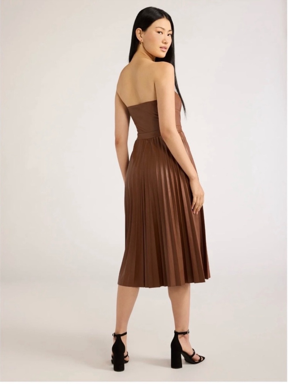 Scoop Ultimate Faux Leather Strapless Midi Dress Large 12-14 - Picture 2 of 6